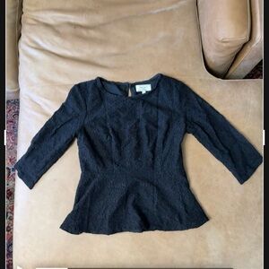 Anthropologie Moulinette Soeurs Lace Peplum Top Black Size 12
